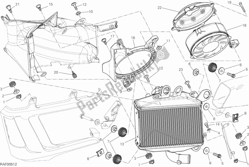 Alle onderdelen voor de Radiator, Water, Lh van de Ducati Diavel Carbon FL Thailand 1200 2016